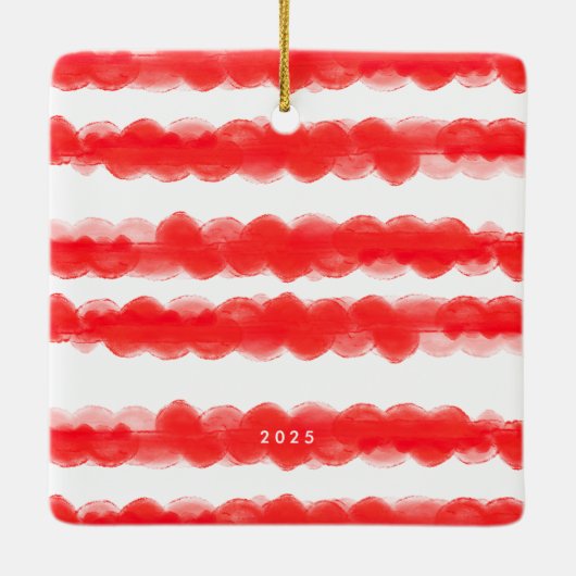 Vet Modern Retro Rood lijst Foto Vierkant Kerstmis Keramisch Ornament (Achterkant)