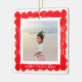 Vet Modern Retro Rood lijst Foto Vierkant Kerstmis Keramisch Ornament (Links)