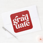 Vet, modern, rood Afstuderen Vierkante Sticker (Envelop)