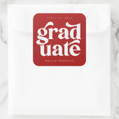 Vet, modern, rood Afstuderen Vierkante Sticker (Tas)