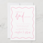 Vet Modern Rood En Roze Huwelijksuitnodiging Kaart (Voorkant)