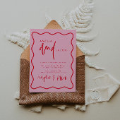 Vet Modern Rood En Roze Huwelijksuitnodiging Kaart