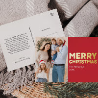 Vet Modern Rood Foto Merry Christmas Gold