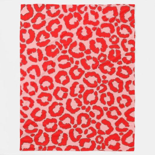 Vet modern rood roze luipaard fleece deken (Voorkant)