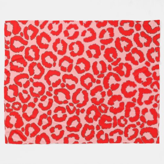 Vet modern rood roze luipaard fleece deken (Voorkant (Horizontaal))
