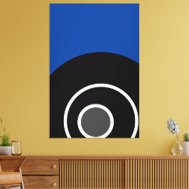 Vet Modern Royal Blauw Zwart Wit Concentrische Kun Canvas Afdruk