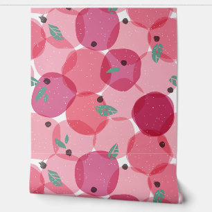 Vet Modern Roze Berry Fruit Polka Dot Patroon Behang