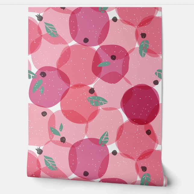 Vet Modern Roze Berry Fruit Polka Dot Patroon Behang (Afrollen)