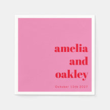 Vet Modern Roze en Rode Retro Custom Wedding