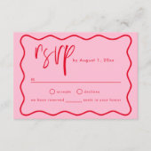 Vet Modern Roze En Rood Squiggle Lijst RSVP-kaart Informatiekaartje (Voorkant)