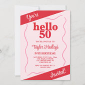 Vet Modern Roze Rood 50ste Verjaardag Kaart (Voorkant)