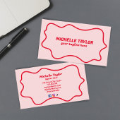 Vet Modern Roze Rood Squiggle Wavy Retro Visitekaartje