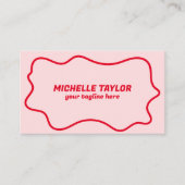 Vet Modern Roze Rood Squiggle Wavy Retro Visitekaartje (Voorkant)