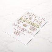 Vet Modern Rustiek Boho Bloemen Groen Bruiloft Folie Uitnodiging (Gedraaid)