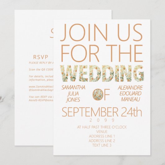 Vet Modern Terracotta Bohemian Groen Bruiloft Kaart (Voorkant / Achterkant)