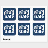 Vet modern Type blauw Afstuderen Vierkante Sticker (Vel)