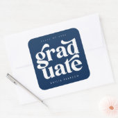 Vet modern Type blauw Afstuderen Vierkante Sticker (Envelop)