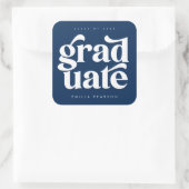 Vet modern Type blauw Afstuderen Vierkante Sticker (Tas)