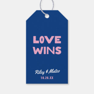 Vet Modern Type Kleurrijke LIEFDE WINT Huwelijksgu Cadeaulabel
