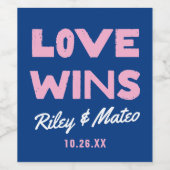 Vet Modern Type Kleurrijke Trouwliefde WINT Wijn Etiket (Enkel label)