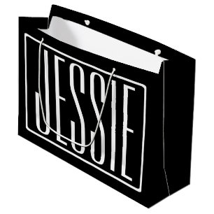 Vet & Modern Uw Naam of Woord   Wit Op Zwart Groot Cadeauzakje