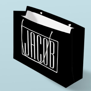 Vet & Modern Uw Naam of Woord Wit Op Zwart Groot Cadeauzakje