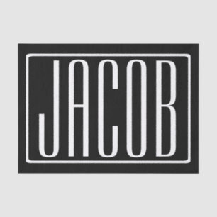 Vet & Modern Uw Naam of Woord   Wit Op Zwart Tissuepapier