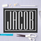 Vet & Modern Uw Naam of Woord | Wit Op Zwart Tissuepapier (Craft)