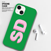 Vet Modern Vet Groen en Roze Initialen Monogram Case-Mate iPhone Case