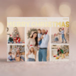 Vet Modern Vijf Foto Vrolijk Kerstmis Goud Folie Feestdagen Briefkaart<br><div class="desc">Stuur dit vakantieseizoen hartelijke wensen met dit bijzondere en schattige, gewaagde vijf foto Merry Christmas gold folie vakantie briefkaart. Het eenvoudige en minimalistische ontwerp bevat boho-geïnspireerde elementen in gouden folie. Vier de feestelijke geest van december, dit ontwerp brengt een vrolijke en leuke touch aan elke gelegenheid. De gouden seizoenskleuren en...</div>