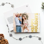 Vet Modern Volledige Foto Gelukkig Goud Folie Feestdagen Briefkaart<br><div class="desc">Stuur dit vakantieseizoen hartelijke wensen met dit bijzondere en leuke, gedurfde briefkaart vol fotogelukkige gouden folie vakantie. Het eenvoudige en minimalistische ontwerp bevat boho-geïnspireerde elementen in gouden folie. Vier de feestelijke geest van december, dit ontwerp brengt een vrolijke en leuke touch aan elke gelegenheid. De gouden seizoenskleuren en creatieve bewoordingen...</div>