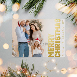 Vet Modern Volledige Foto Vrolijk Kerstmis Goud Folie Feestdagen Briefkaart