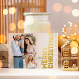 Vet Modern Volledige Foto Vrolijk Kerstmis Goud Folie Feestdagenkaart