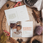 Vet Modern Vrolijk Kerstmis Een foto Feestdagenkaart<br><div class="desc">Stuur dit vakantieseizoen hartelijke wensen met dit bijzondere en leuke, gedurfde moderne Merry Christmas one fotovakantie briefkaart. Het eenvoudige en minimalistische ontwerp bevat boho-geïnspireerde elementen in lichtroze, pastelkoraal, salie groen, blush en perzikkleur. Vier de feestelijke geest van december, dit ontwerp brengt een vrolijke en leuke touch aan elke gelegenheid. De...</div>