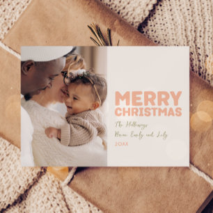 Vet Modern Vrolijk Kerstmis Een foto Feestdagenkaart