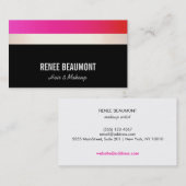 Vet, modern, warm roze en zwart, gestreept visitekaartje (Voorkant / Achterkant)