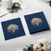 Vet Modern Willow Tree Navy Blauw Goud Bruiloft Servet