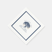 Vet Modern Willow Tree Navy Blauw Goud Bruiloft Servet (Hoek)