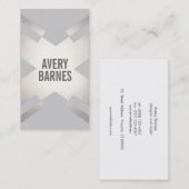 Vet modern, zilver en licht grijs geometrisch ontw visitekaartje (Voorkant / Achterkant)