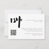 Vet Modern Zwart Borstel Script Wedding QR Code RSVP Kaartje (Voorkant)