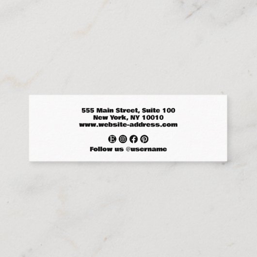 Vet Modern Zwart en Wit Mini Visitekaartje (Achterkant)