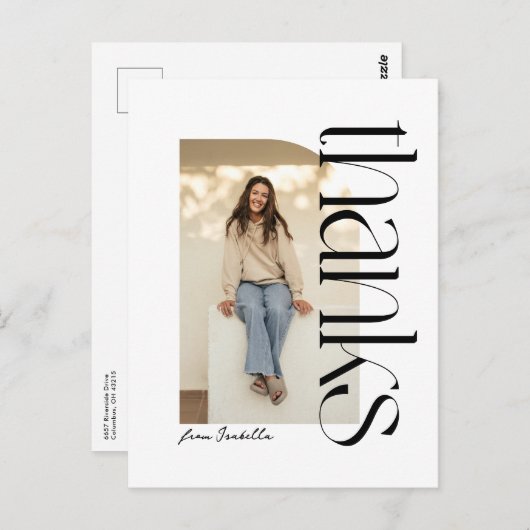 Vet modern zwart wit afstuderen bedankt briefkaart (Voorkant / Achterkant)