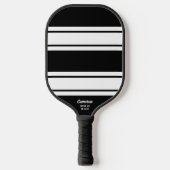 Vet, modern, zwart, wit bandpatroon, aangepaste te pickleball paddle (Voorkant)
