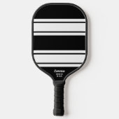 Vet, modern, zwart, wit bandpatroon, aangepaste te pickleball paddle (Achterkant)