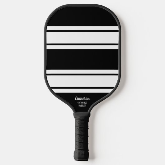 Vet, modern, zwart, wit bandpatroon, aangepaste te pickleball paddle (Achterkant)