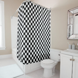 Vet Modern Zwart-wit Checkerboard Douchegordijn