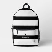 Vet Modern Zwart Wit Gestreept | Aangepaste naam Bedrukte Rugzak (Voorkant)