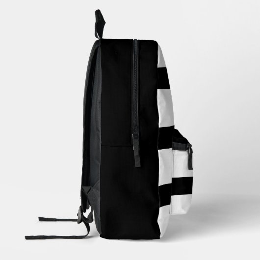 Vet Modern Zwart Wit Gestreept | Aangepaste naam Bedrukte Rugzak (Links)