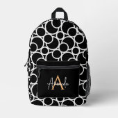 Vet Modern Zwart-wit Patroon met Monogram Bedrukte Rugzak (Voorkant)