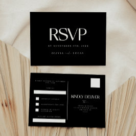 Vet & Modern Zwart Wit Trouwen RSVP Briefkaart